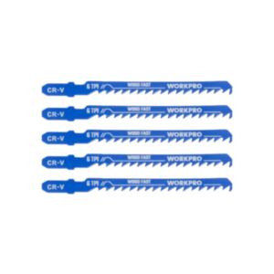 WORKPRO ใบเลื่อยจิ๊กซอว์ตัดส่วนโค้งในไม้อย่างรวดเร็ว CR-V ก้านตัว T ขนาด 100 มม. x 6T (5 ชิ้น) รุ่น WP404002
