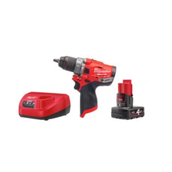 Milwaukee M12 FPD-0 ชุดสว่านกระแทกไร้สาย 12 โวลต์ พร้อมแบตเตอรี่ 12 โวลท์ ขนาด 4.0Ah M12B4 และแท่นชาร์จ C12C